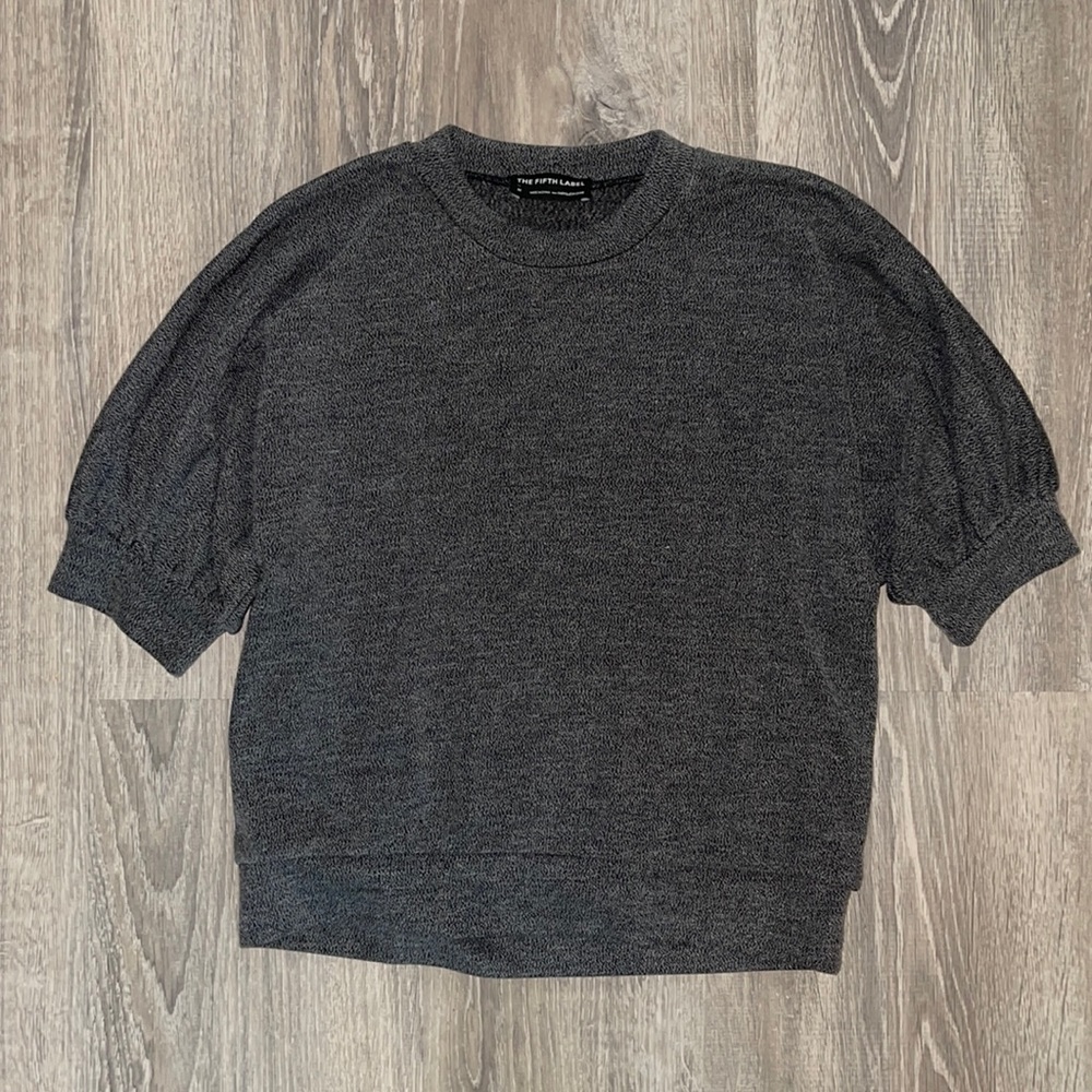 Anthro Cropped Puff Sleeve Shirt